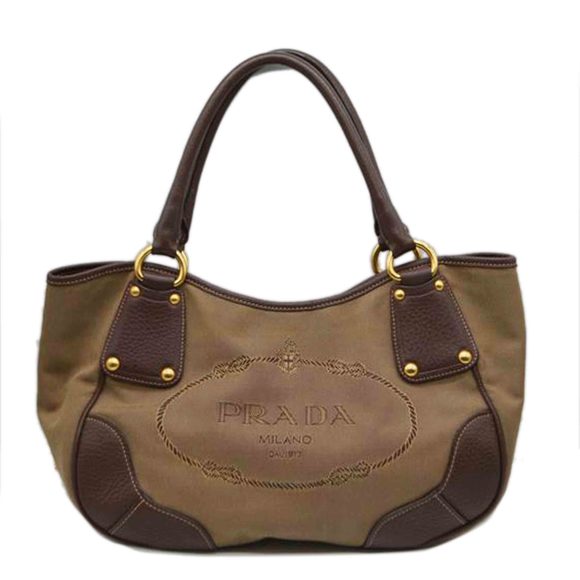 Prada Handbags - Prada Jacquard Leather Handbag Cordo Moro
